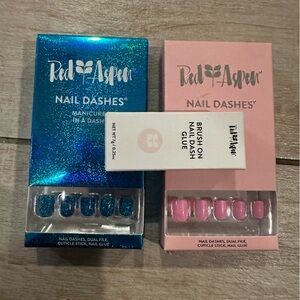 2, NIB tween/kid petite press on nails by Red Aspen - includes brush on glue